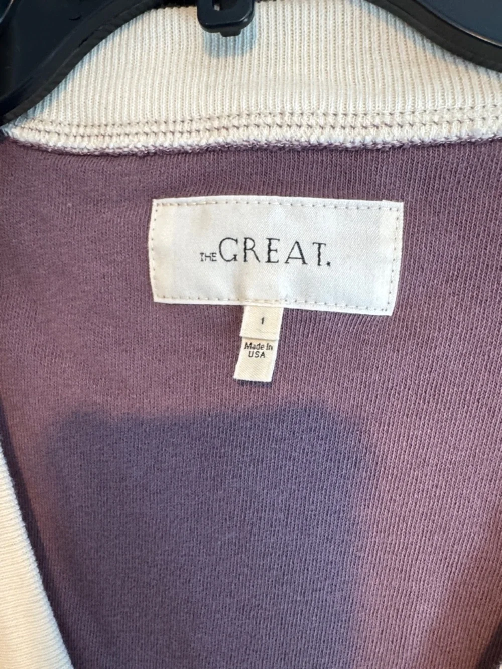 The Great Microterry V-Neck Sweatshirt in Vintage Mulberry size 1/S - Picture 3 of 5